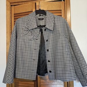 kate spade Black & White Plaid Bow-Collar Jacket